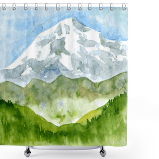 Personality  Abstract Watercolor Landscape Shower Curtains