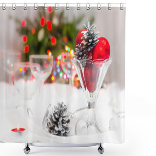 Personality  Christmas Xmas Eve Table Setting Shower Curtains