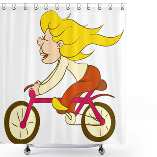 Personality  Girl On Bicycle Shower Curtains
