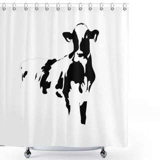 Personality  Portrait Big Black And White Cow Vector Shower Curtains