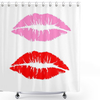 Personality  Red And Pink Lipstick Kiss Shower Curtains