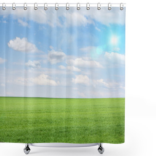 Personality  Green Field On Sunny Day Shower Curtains