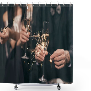 Personality  Glasses Of Champagne And Sparkles Shower Curtains