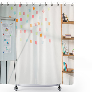 Personality  Whiteboard With Charts And White Board With Sticky Notes In Modern Light Office Shower Curtains