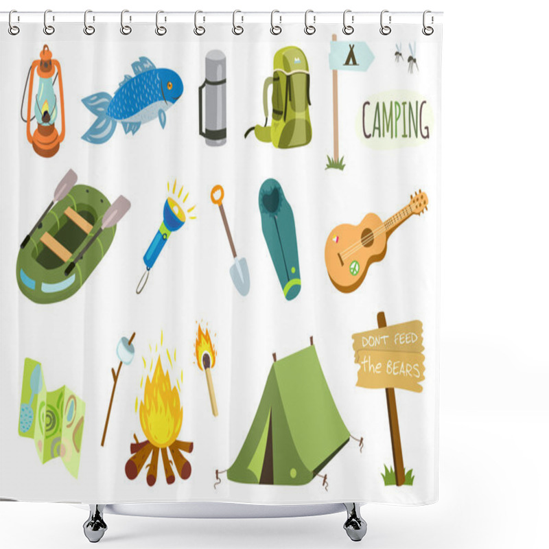 Personality  Camping Icons Set Shower Curtains