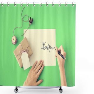 Personality  Person Writing On Greeting Card Shower Curtains