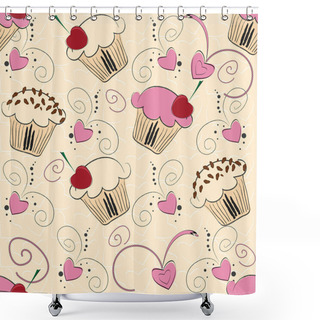 Personality  Cupcake Seamless Pattern Shower Curtains