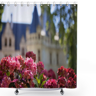 Personality  Red Flower In The Foreground In A Beautiful Garden, Summertime Shower Curtains