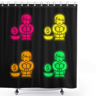 Personality  Alms Four Color Glowing Neon Vector Icon Shower Curtains