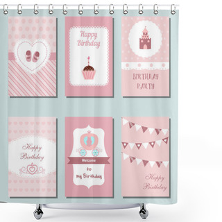 Personality  Collection Of Cute Birthday Cards. Shower Curtains