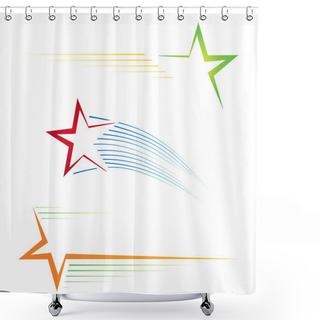 Personality  Set Of Three Colorful Pictograms With Stars Shower Curtains