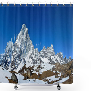 Personality  Majestic Himalayan Mountains, Nepal. Panoramic View Of The Mount Shower Curtains