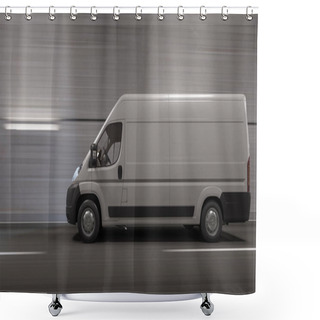Personality  Side View Of A Van Going Through A Tunnel 3D Rendering Shower Curtains