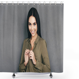 Personality  Woman Adjusting Blouse Shower Curtains