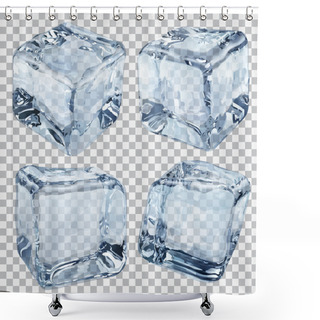 Personality  Transparent Light Blue Ice Cubes Shower Curtains