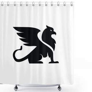 Personality  Premium Black Minimal Griffin Mythical Creature Emblem Mascot Vector Design Shower Curtains