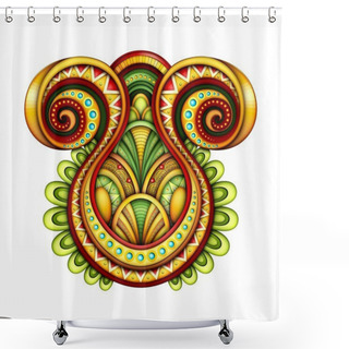 Personality  Colored Tribal Symmetrical Design Element, Vector, Illustration Shower Curtains
