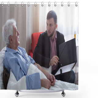 Personality  Terminal Patient Talking With Notary Shower Curtains