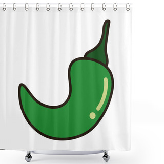 Personality  Green Chili Fresh Icon Isolated Shower Curtains