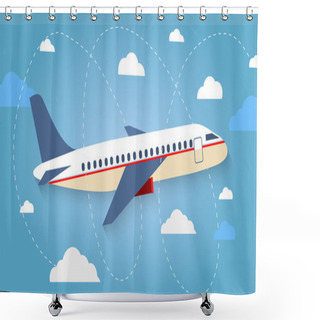 Personality  Flight Of The Plane In The Sky. Passenger Planes, Airplane, Airc Shower Curtains