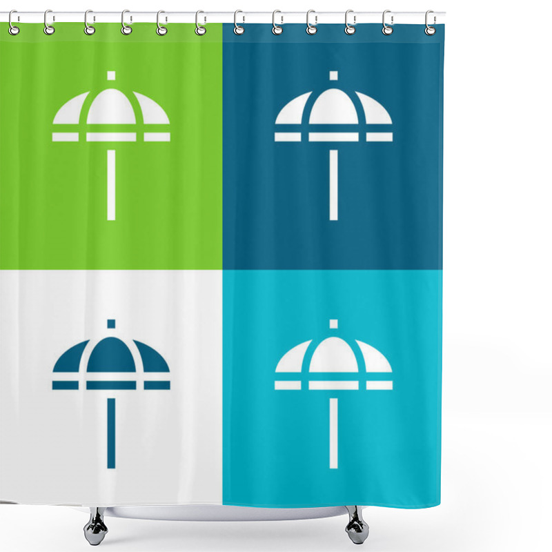 Personality  Beach Umbrella Flat four color minimal icon set shower curtains