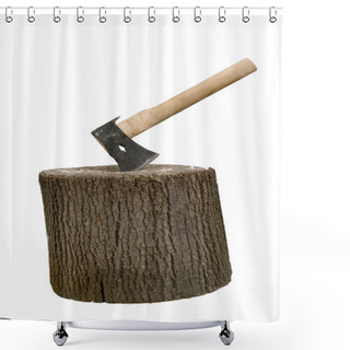 Personality  Axe And Stump Shower Curtains