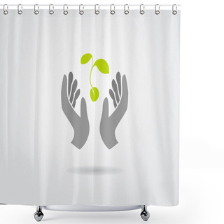 Personality  Hands And Plant Isolated On White Background Shower Curtains