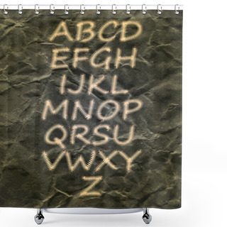 Personality  Alphabet On Black Background Shower Curtains