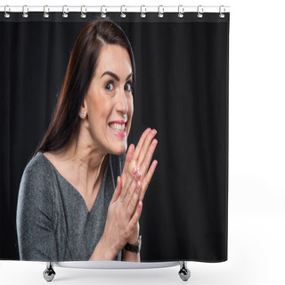 Personality  Scheming Woman Rubbing Her Hands  Shower Curtains