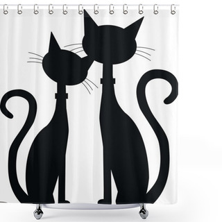 Personality  Silhouette Of Two Black Cats Shower Curtains