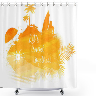 Personality  Abstract Watercolored Travel Background. Shower Curtains