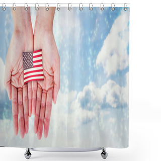 Personality  Hands Showing Usa National Flag Shower Curtains