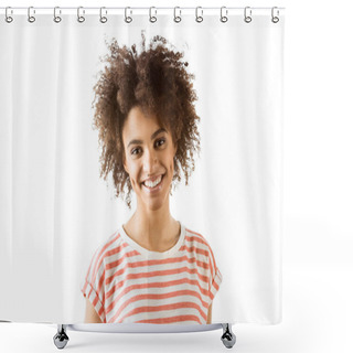 Personality  Woman Looking At Camera Shower Curtains