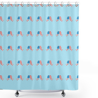 Personality  Seamless Background Pattern With Paper Cut Mustache Made Of American Flags On Blue  Shower Curtains