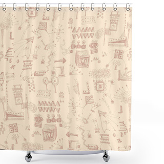Personality  Seamless Scribbles Pattern Shower Curtains