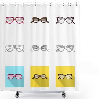 Personality  Vector Illustration Of Glasses And Frame Symbol. Set Of Glasses And Accessory Vector Icon For Stock. Shower Curtains