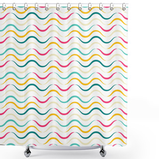 Personality  Colorful Seamless Pattern With Waves.  Shower Curtains