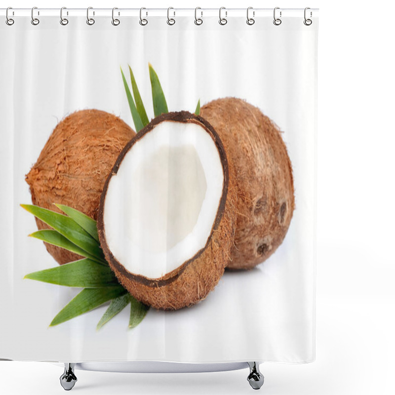 Personality  Coconuts with leaves shower curtains