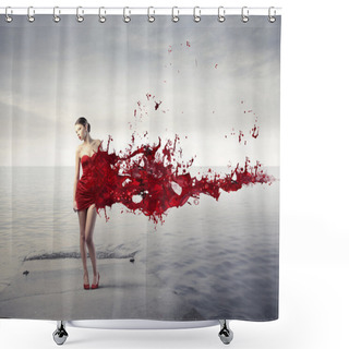 Personality  Red Dress Shower Curtains