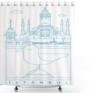 Personality  Istanbul Symbols Vector Illustration And Typography Design, Turkey Shower Curtains