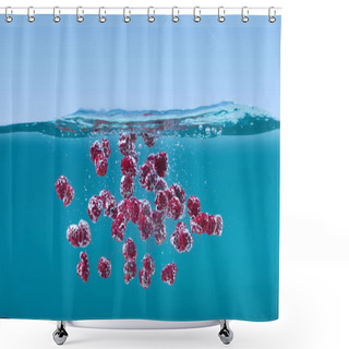 Personality  Ripe Raspberries Floating In Water Shower Curtains