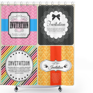 Personality  Invitation Cards Set  Banner Vector Illustration   Shower Curtains
