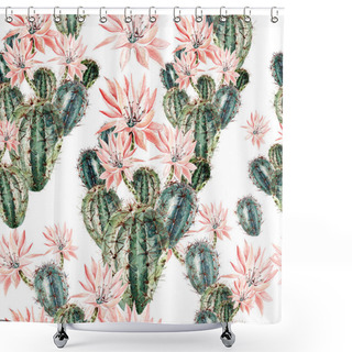 Personality  Waterolor Pattern With Cactus  Shower Curtains