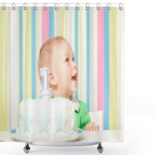 Personality  One Year Baby Birthday Party Shower Curtains
