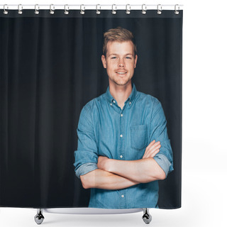 Personality  Entrepreneur Standing With Arms Crossed Shower Curtains