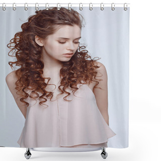 Personality  Attractive Young Woman Shower Curtains
