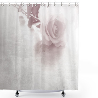 Personality  Rose Flower On White Table With Copy Space Shower Curtains