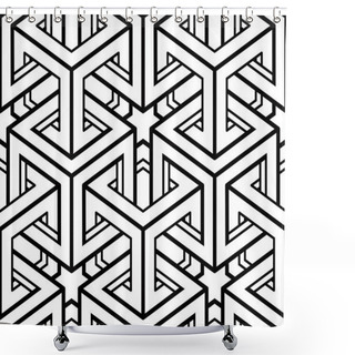 Personality  Monochrome Abstract Geometric Seamless Pattern Shower Curtains