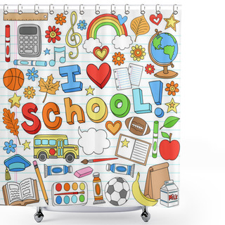 Personality  Back To School Notebook Doodles Vector Design Elements Set Shower Curtains