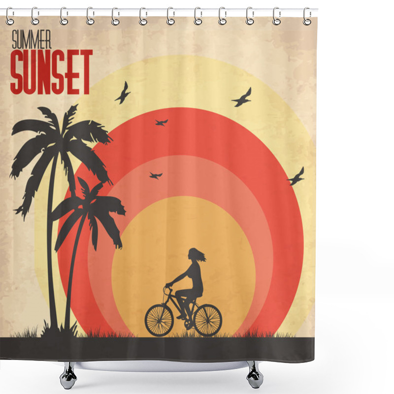 Personality  Vintage Summer Poster Vector Illustration   Shower Curtains